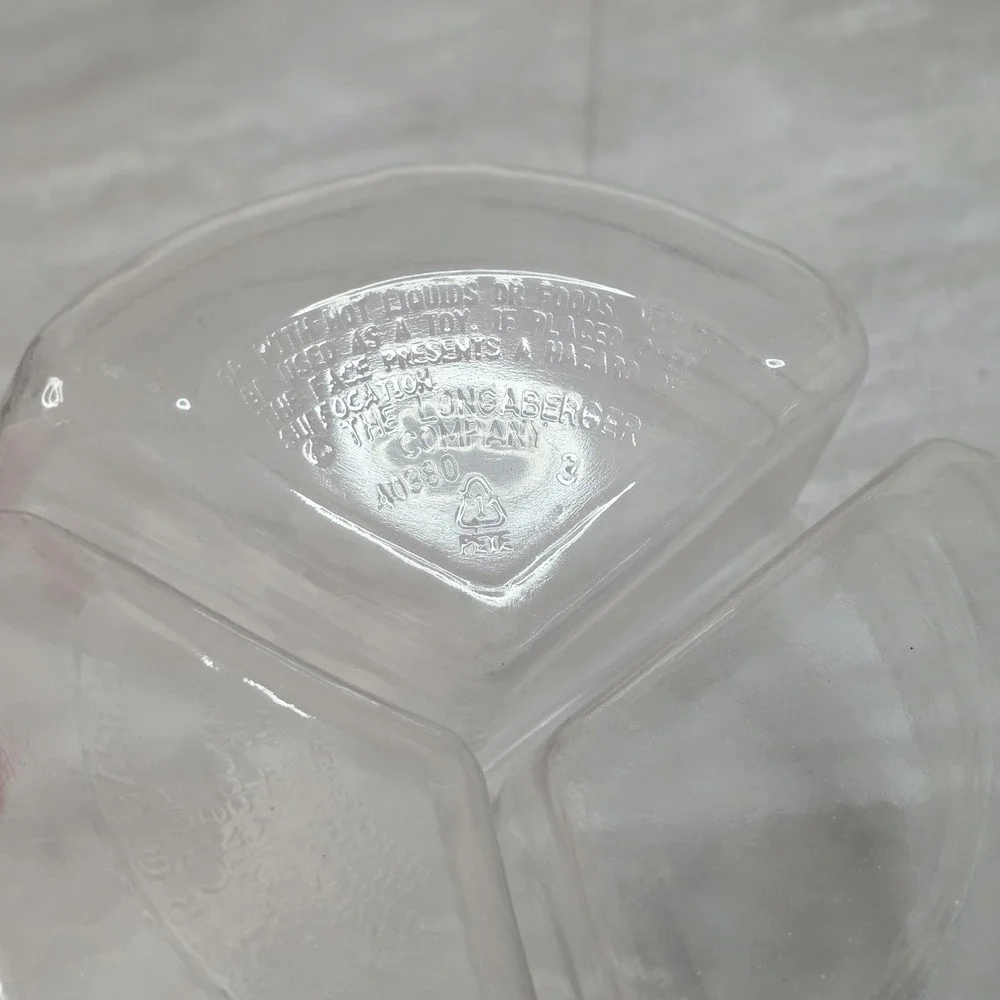 Longaberger Basket Plastic Protector Clear Insert Small Tri-Divider 3 Section